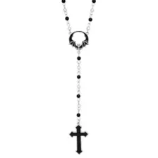 Black Bat Cross Rosary Necklace at Spencer's