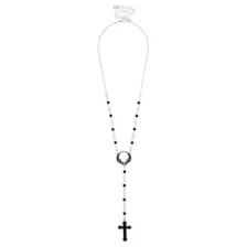 Black Bat Cross Rosary Necklace at Spencer's
