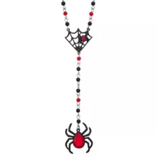 Red and Black Spiderweb Rosary Necklace at Spencer's