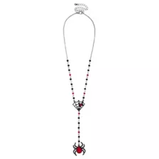 Red and Black Spiderweb Rosary Necklace at Spencer's