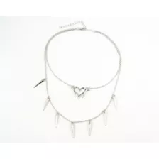 2-Row Cyberpunk Heart Silver-Tone Necklace at Spencer's