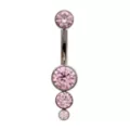 ASTM F-136 Titanium Pink Round CZ Silver-Plated Belly Ring - 14 Gauge at Spencer's
