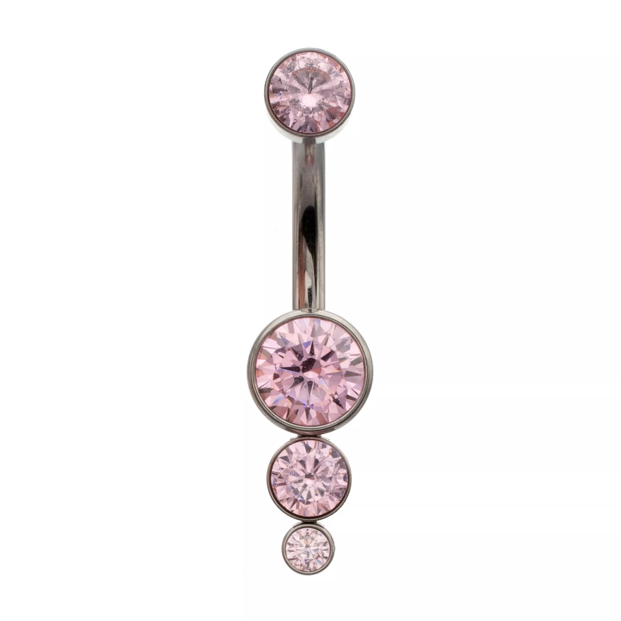 ASTM F-136 Titanium Pink Round CZ Silver-Plated Belly Ring - 14 Gauge at Spencer's
