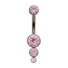 ASTM F-136 Titanium Pink Round CZ Silver-Plated Belly Ring - 14 Gauge at Spencer's
