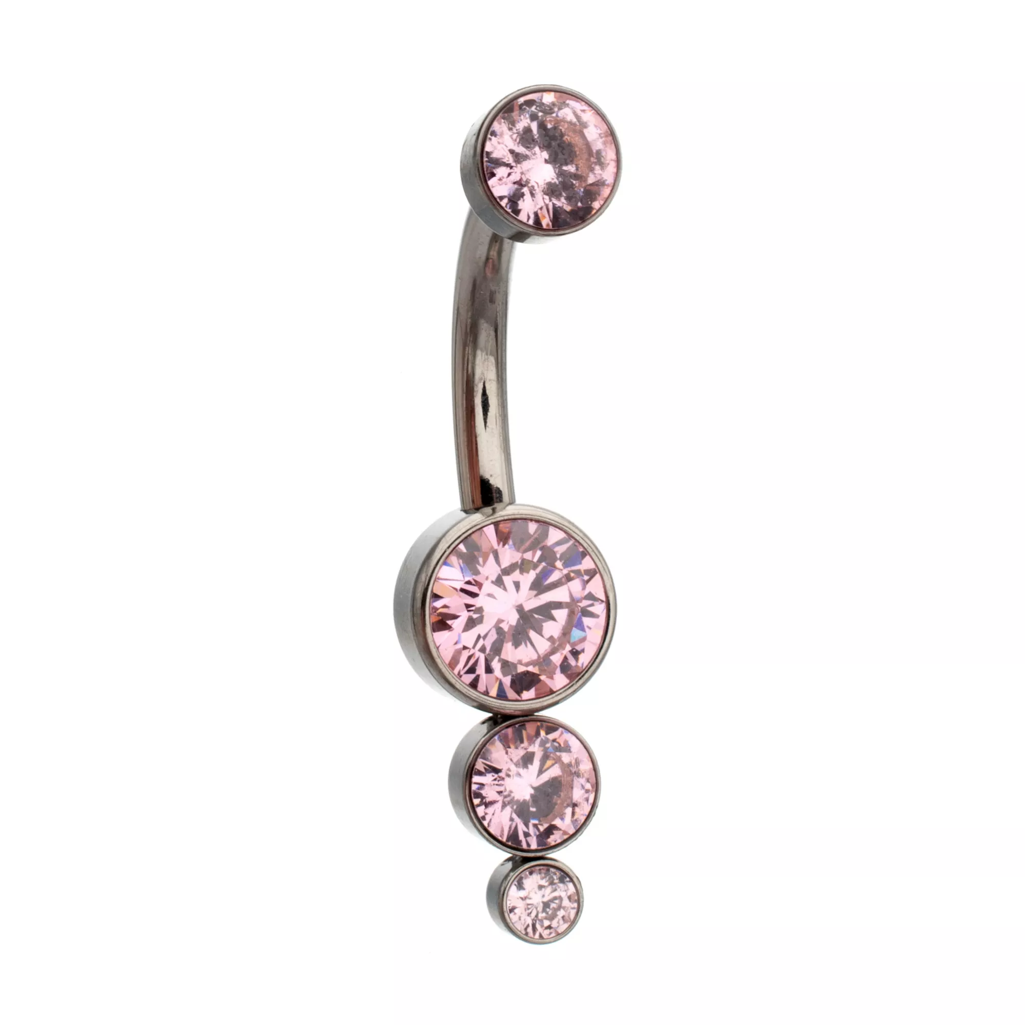 ASTM F-136 Titanium Pink Round CZ Silver-Plated Belly Ring - 14 Gauge at Spencer's