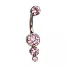 ASTM F-136 Titanium Pink Round CZ Silver-Plated Belly Ring - 14 Gauge at Spencer's