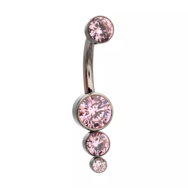 ASTM F-136 Titanium Pink Round CZ Silver-Plated Belly Ring - 14 Gauge at Spencer's