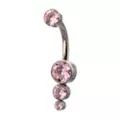 ASTM F-136 Titanium Pink Round CZ Silver-Plated Belly Ring - 14 Gauge at Spencer's