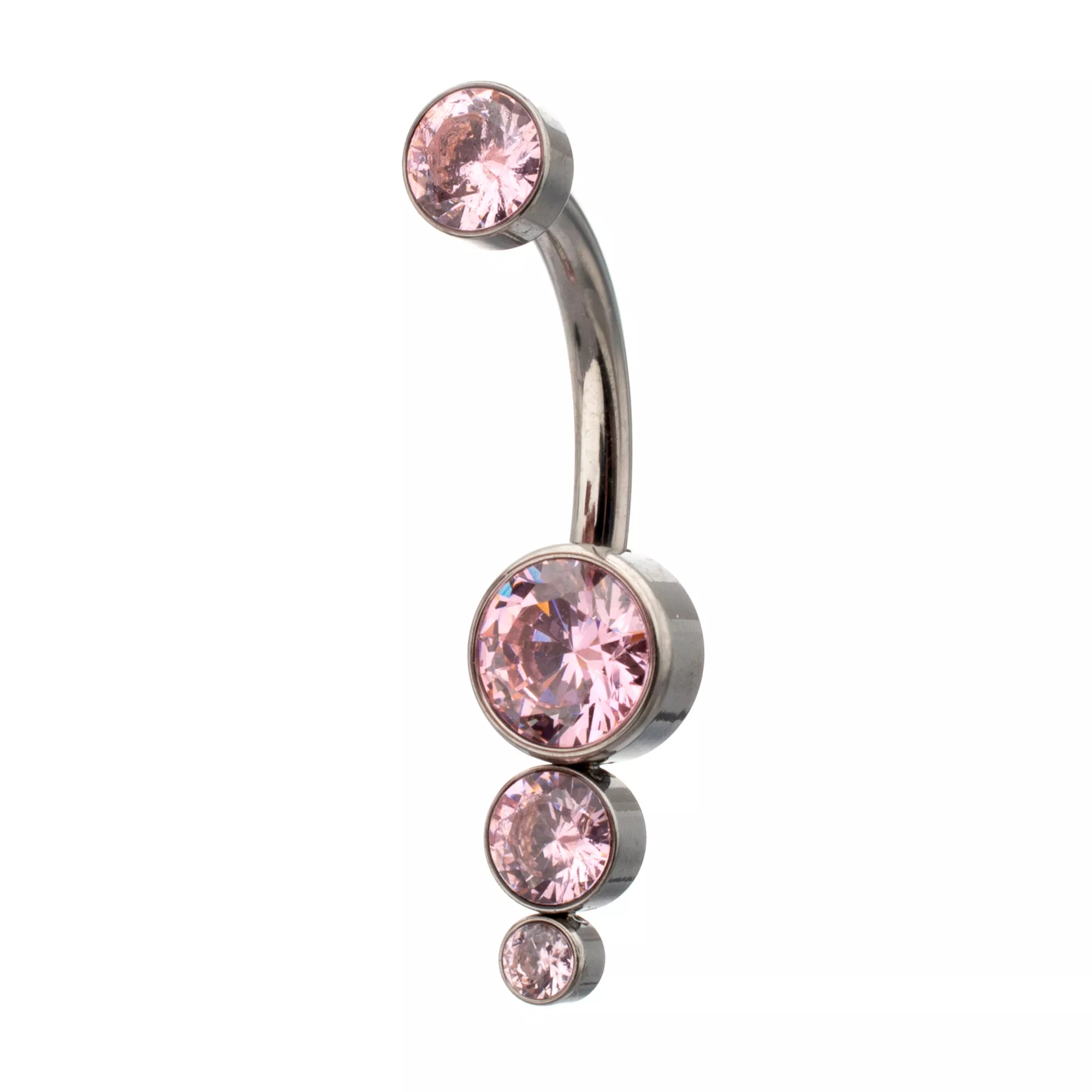 ASTM F-136 Titanium Pink Round CZ Silver-Plated Belly Ring - 14 Gauge at Spencer's