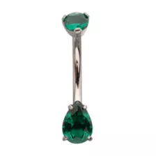 ASTM F-136 Titanium Silver-Tone Emerald Green Belly Ring - 14 Gauge at Spencer's