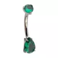 ASTM F-136 Titanium Silver-Tone Emerald Green Belly Ring - 14 Gauge at Spencer's