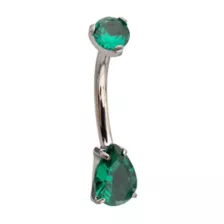 ASTM F-136 Titanium Silver-Tone Emerald Green Belly Ring - 14 Gauge at Spencer's