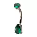 ASTM F-136 Titanium Silver-Tone Emerald Green Belly Ring - 14 Gauge at Spencer's