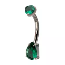 ASTM F-136 Titanium Silver-Tone Emerald Green Belly Ring - 14 Gauge at Spencer's
