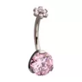 ASTM F-136 Titanium Pink CZ Flower Prong Belly Ring - 14 Gauge at Spencer's