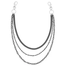 3-Row Black Variety Wallet Chain at Spencer's