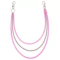 3-Row Pink and Silver-Tone Wallet Chain at Spencer's