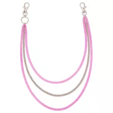 3-Row Pink and Silver-Tone Wallet Chain at Spencer's