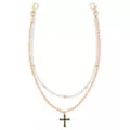 Cross Pendant Pearl-Effect and Gold-Tone Wallet Chain at Spencer's