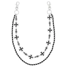 Silvertone Black Cross Layered Wallet Chain at Spencer's