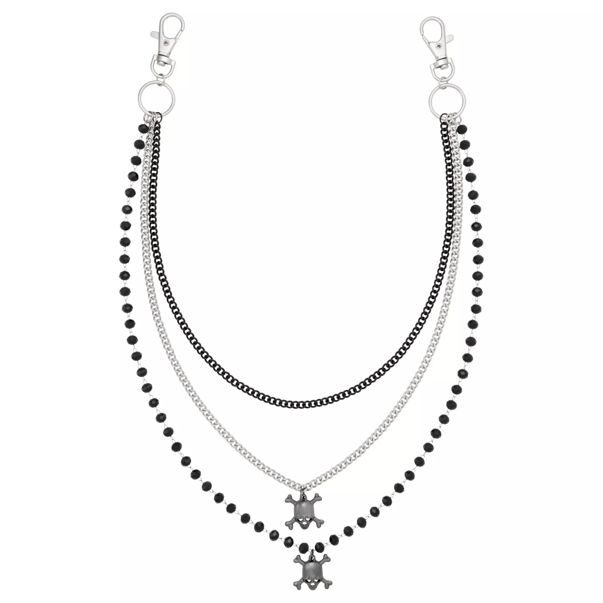 Skull and Crossbones Layered Wallet Chain