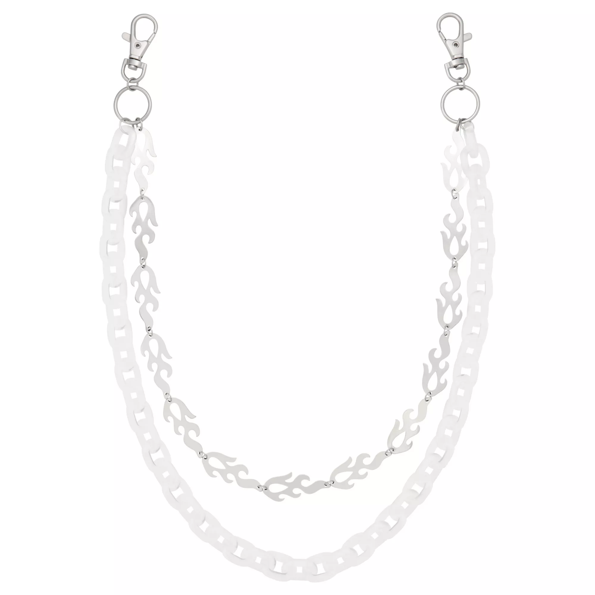 Silvertone Flames and Clear Chain Layered Wallet Chain