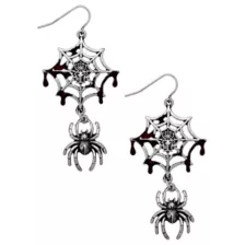 Dripping Spider Web Silver-Tone Dangle Earrings at Spencer's