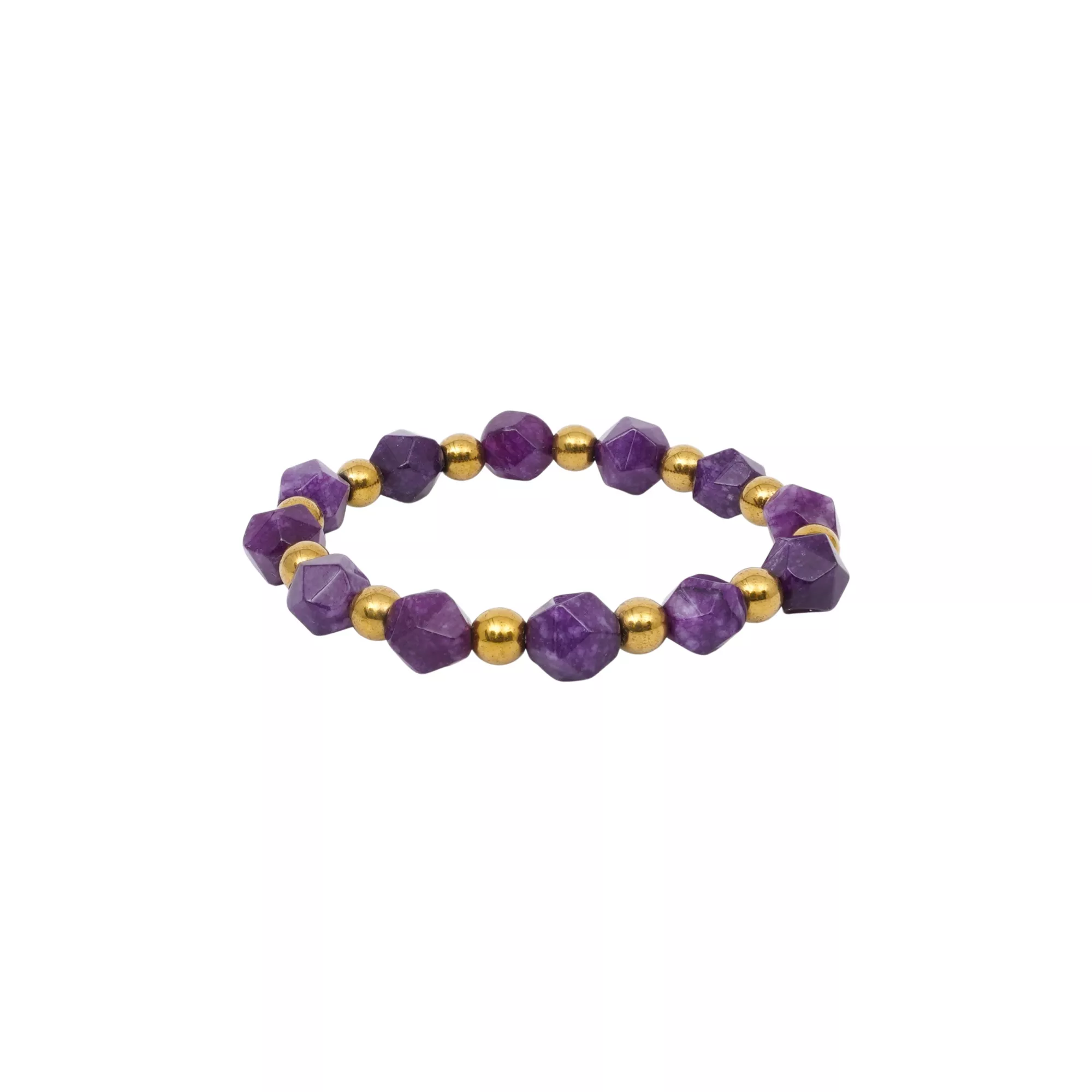 Purple & Gold Beaded Stretch Bracelet
