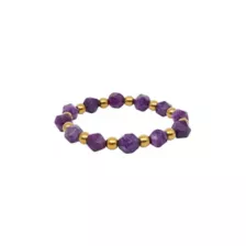 Purple & Gold Beaded Stretch Bracelet at Spencer's