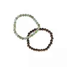 Multi-Pack Green Onyx and Wood Beaded Bracelets - 2 Pack at Spencer's