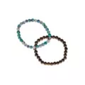 Multi-Pack Fluorite and Wood Beaded Bracelets - 2 Pack at Spencer's