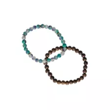 Multi-Pack Fluorite and Wood Beaded Bracelets - 2 Pack at Spencer's