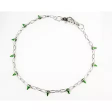 Green Spiked Silver-Tone Wallet Chain at Spencer's