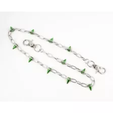 Green Spiked Silver-Tone Wallet Chain at Spencer's