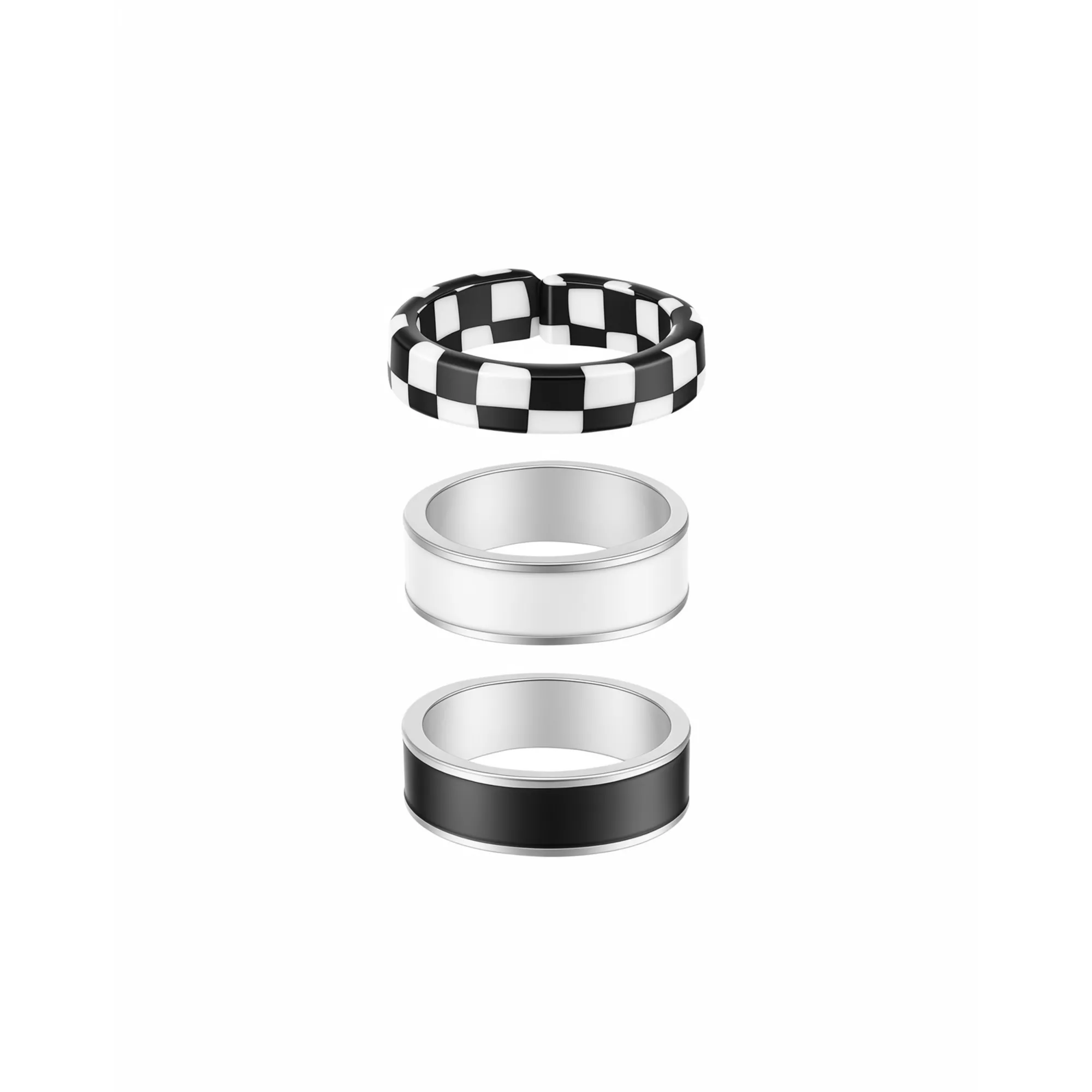 Multi-Pack Bar and Checkered Rings - 3 Pack