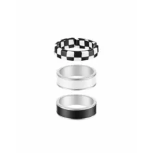 Multi-Pack Bar and Checkered Rings - 3 Pack at Spencer's