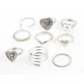 Multi-Pack Pearl-Effect Heart Rings - 9 Pack at Spencer's