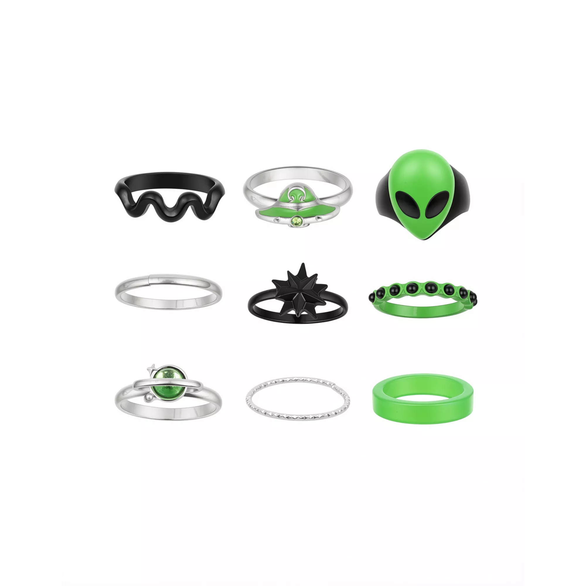 Multi-Pack Alien Invasion Rings - 9 Pack