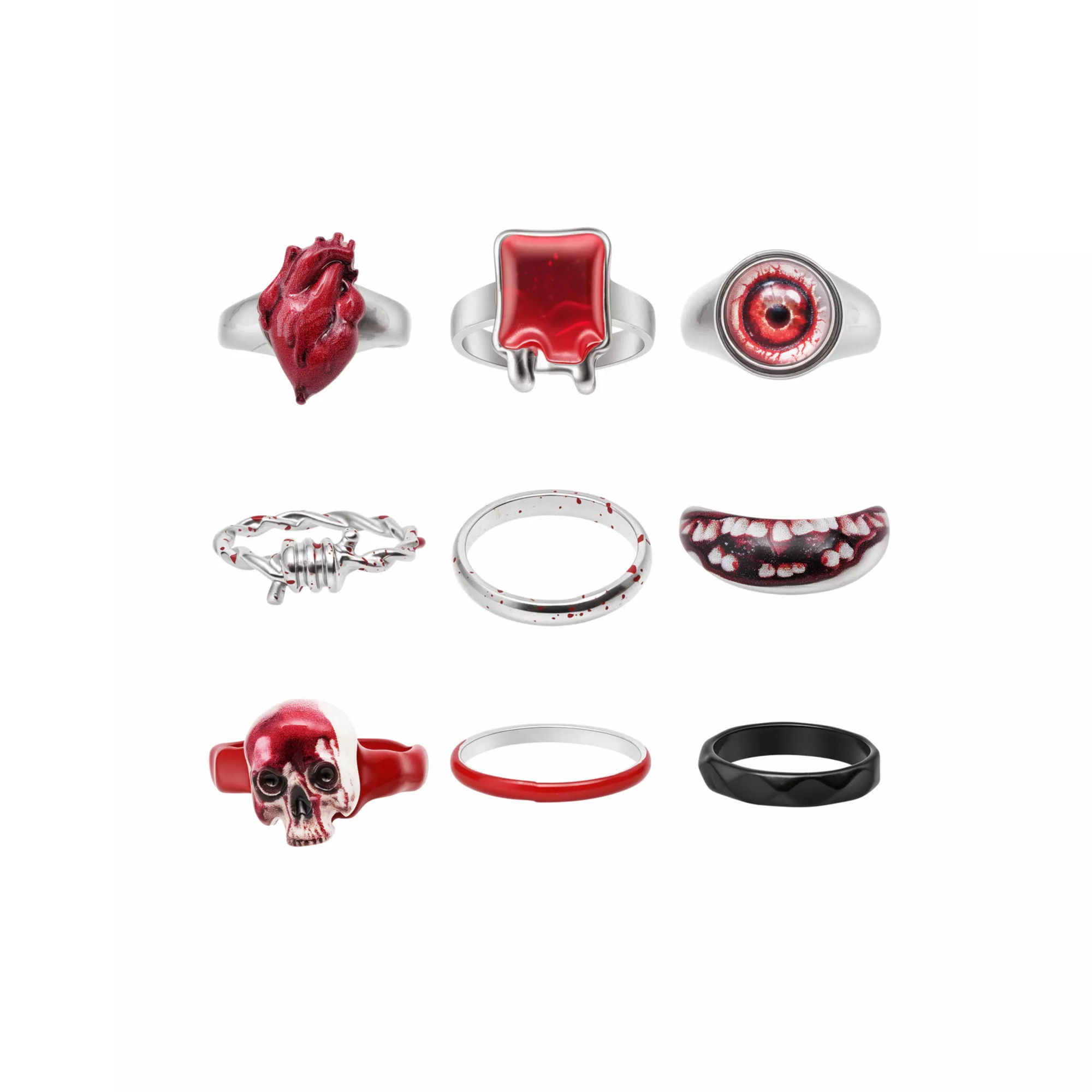 Multi-Pack Body Horror Rings - 9 Pack
