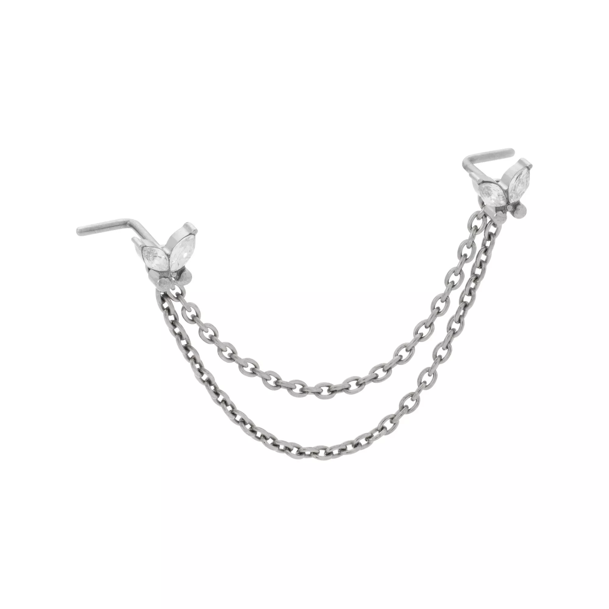 ASTM F-136 Titanium CZ Butterfly L-Bend Nose Chain - 20 Gauge at Spencer's