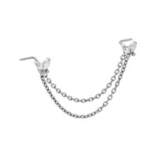 ASTM F-136 Titanium CZ Butterfly L-Bend Nose Chain - 20 Gauge at Spencer's
