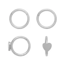 Multi-Pack Heart Silver-Plated ASTM F-136 Titanium Hinged Hoops 4 Pack - 16 Gauge at Spencer's