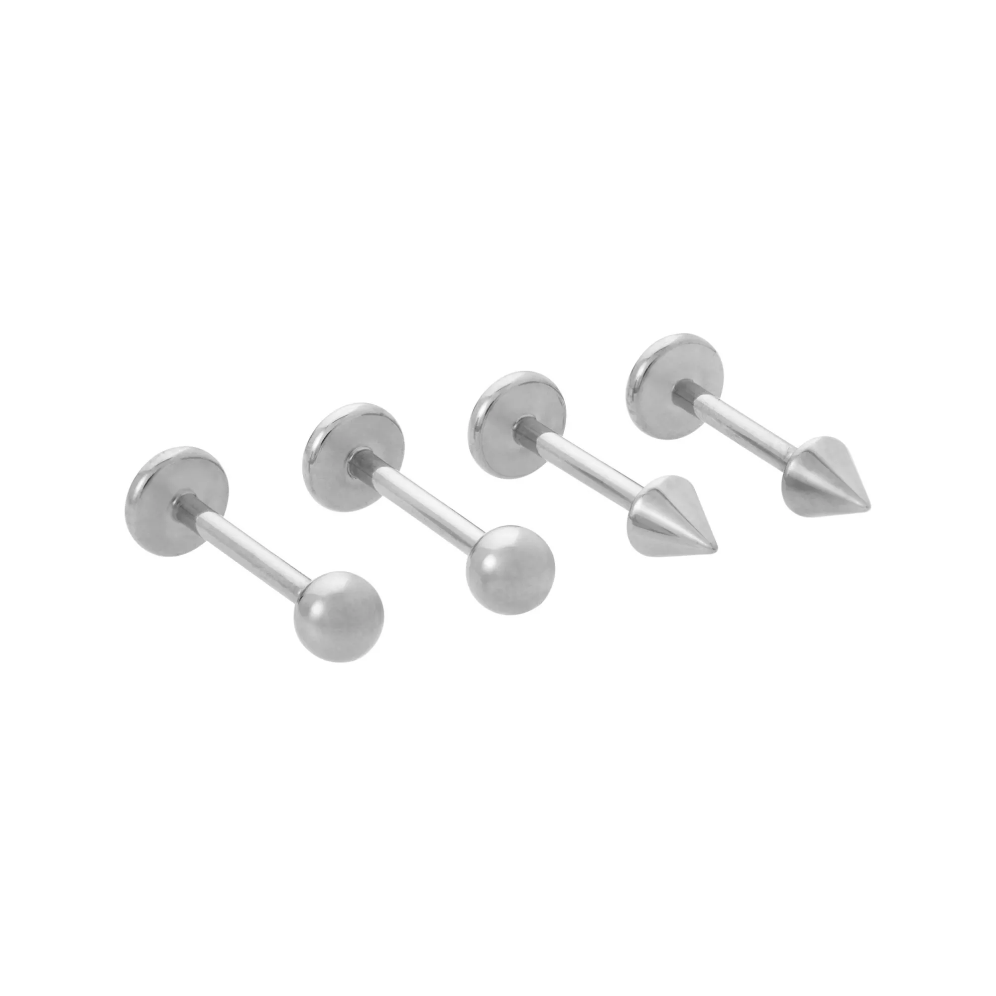 Multi-Pack ASTM F-136 Titanium Ball and Spike Flatback Barbells 4 Pack - 18 Gauge at Spencer's