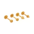 Multi-Pack ASTM F-136 Titanium Gold-Plated Ball and Spike Flatback Barbells 4 Pack - 18 Gauge at Spencer's