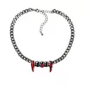 Bloody Fangs Silver-Tone Chain Choker Necklace at Spencer's