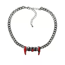 Bloody Fangs Silver-Tone Chain Choker Necklace at Spencer's