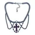 Black and Red Cross Beaded Chain Choker Necklace at Spencer's