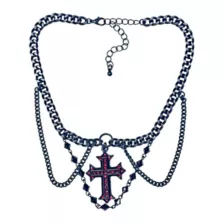 Black and Red Cross Beaded Chain Choker Necklace at Spencer's