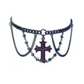 Black and Red Cross Beaded Chain Choker Necklace at Spencer's