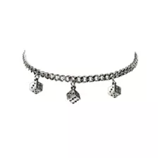 Dice Silver-Tone Chain Choker Necklace at Spencer's